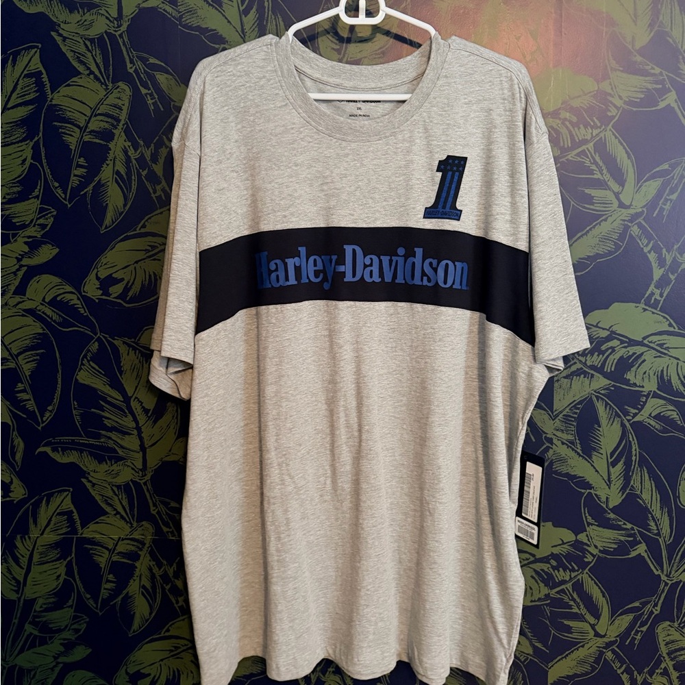 Harley-Davidson Gray and Black Short Sleeve Tee